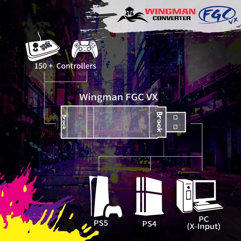 Brook Wingman Fgc Vx Controller Converter With Ps5 Ps4 And Pc Compatibility
