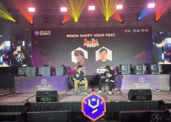 Jihoz Speaking Onstage During The Ronin Happy Hour At Ygg Play Summit 2025, Sharing New Axie Infinity Atias Legacy Gameplay Details