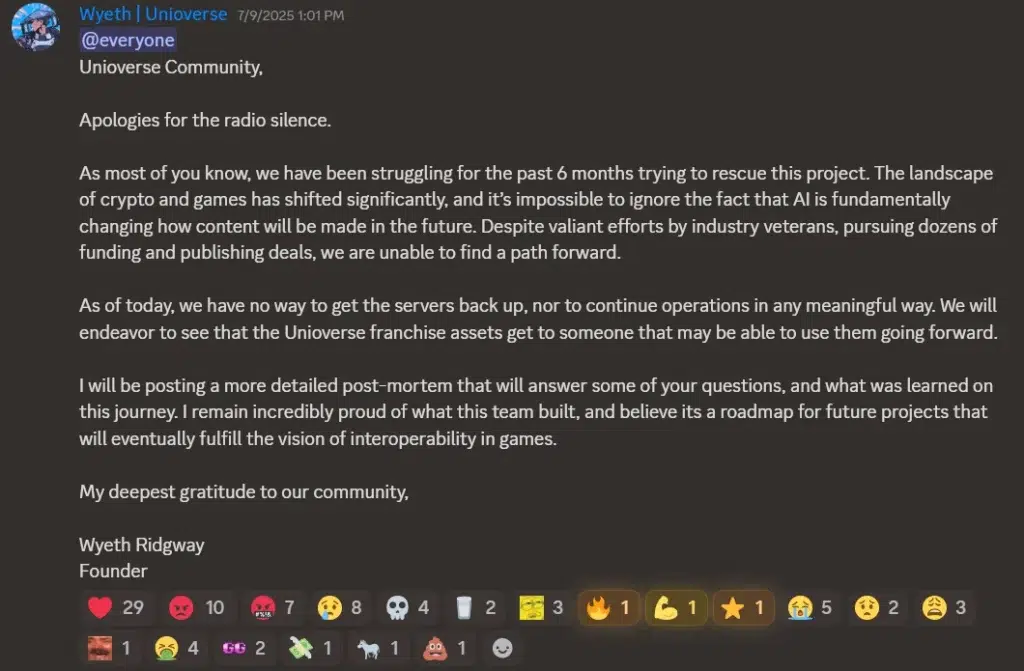 Unioverse And Might Action Heroes Web3 Games Shut Down This Week