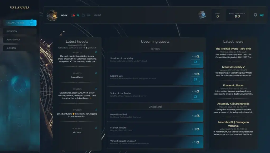 Earn Valan Tokens In Valannia With New Shadow Veil Airdrop Platform