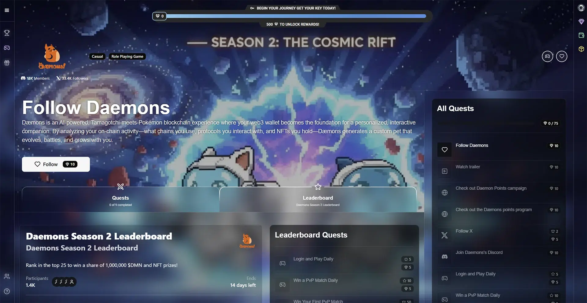 Daemons Immutable Leaderboard Dmn Rewards Onchain Battler Season Update