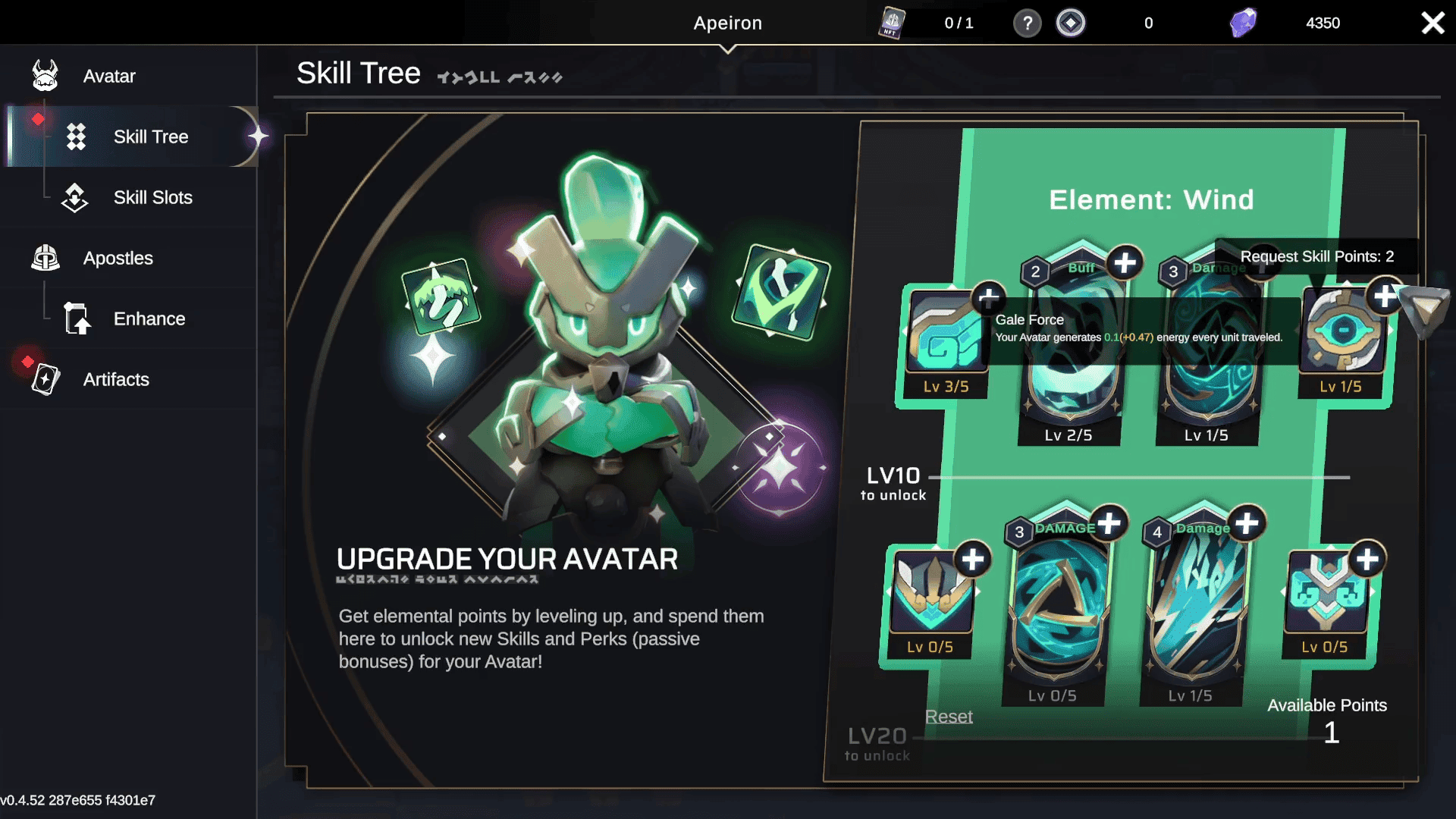 Apeiron Avatar Skilltree