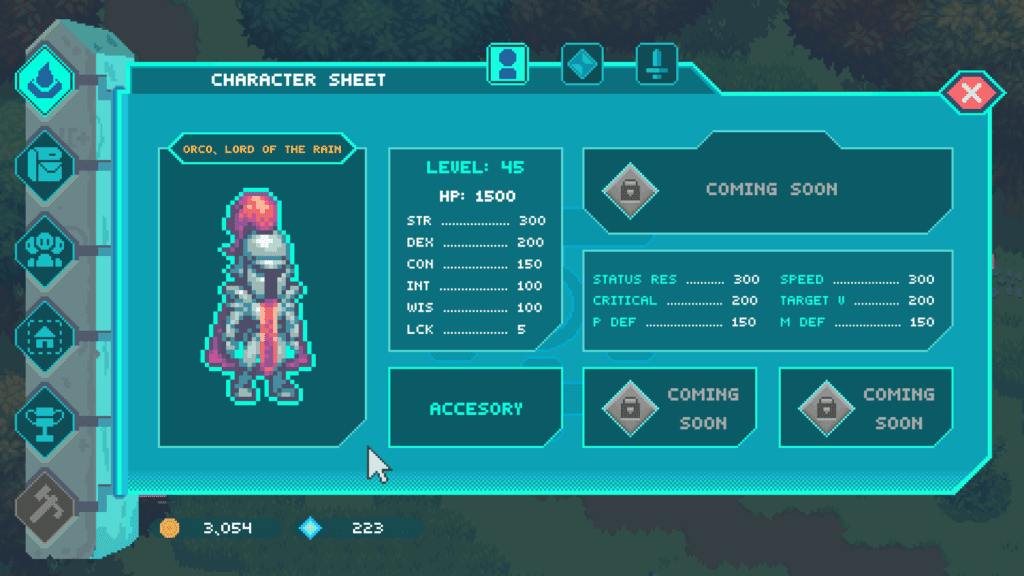 Forgotten Runiverse Character Screen