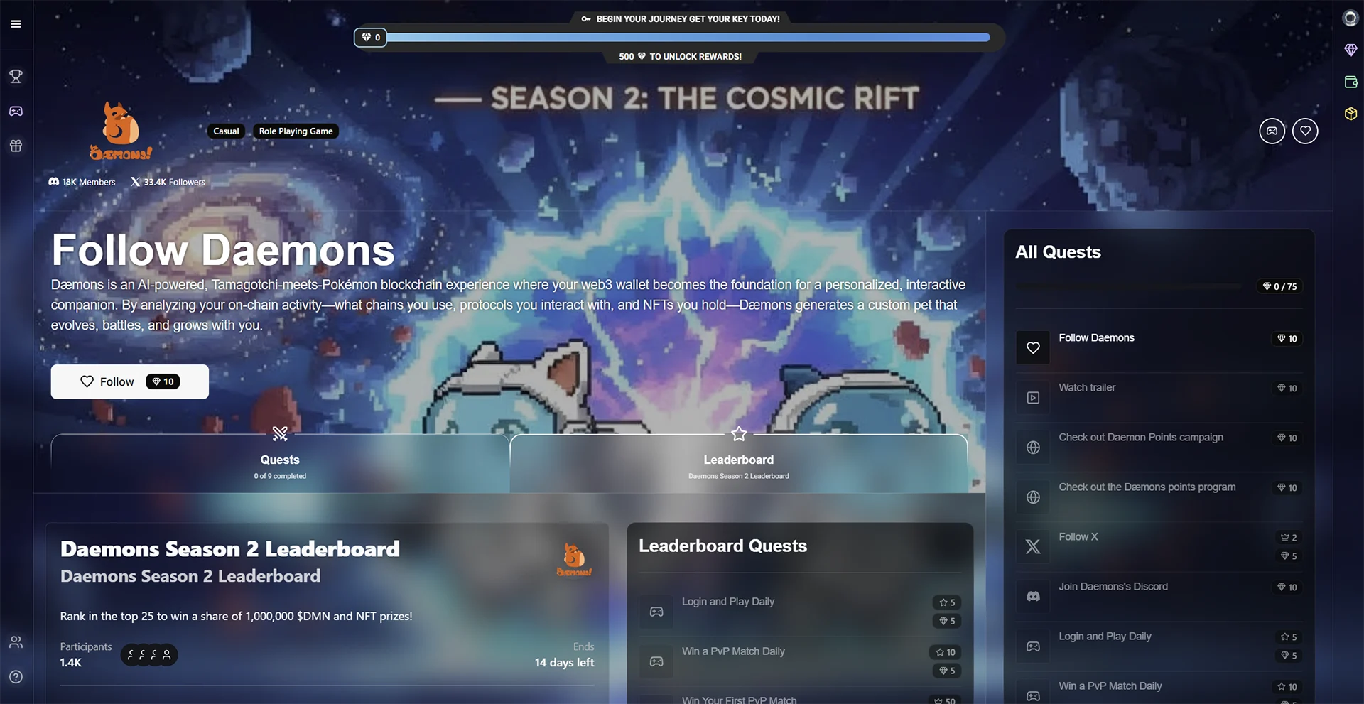 Daemons Immutable Leaderboard Dmn Rewards Onchain Battler Season Update