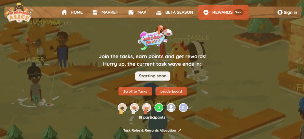 My Neighbor Alice Rewards Tab