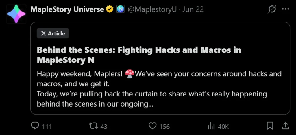 Maplestory Responds To Hacks And Bans